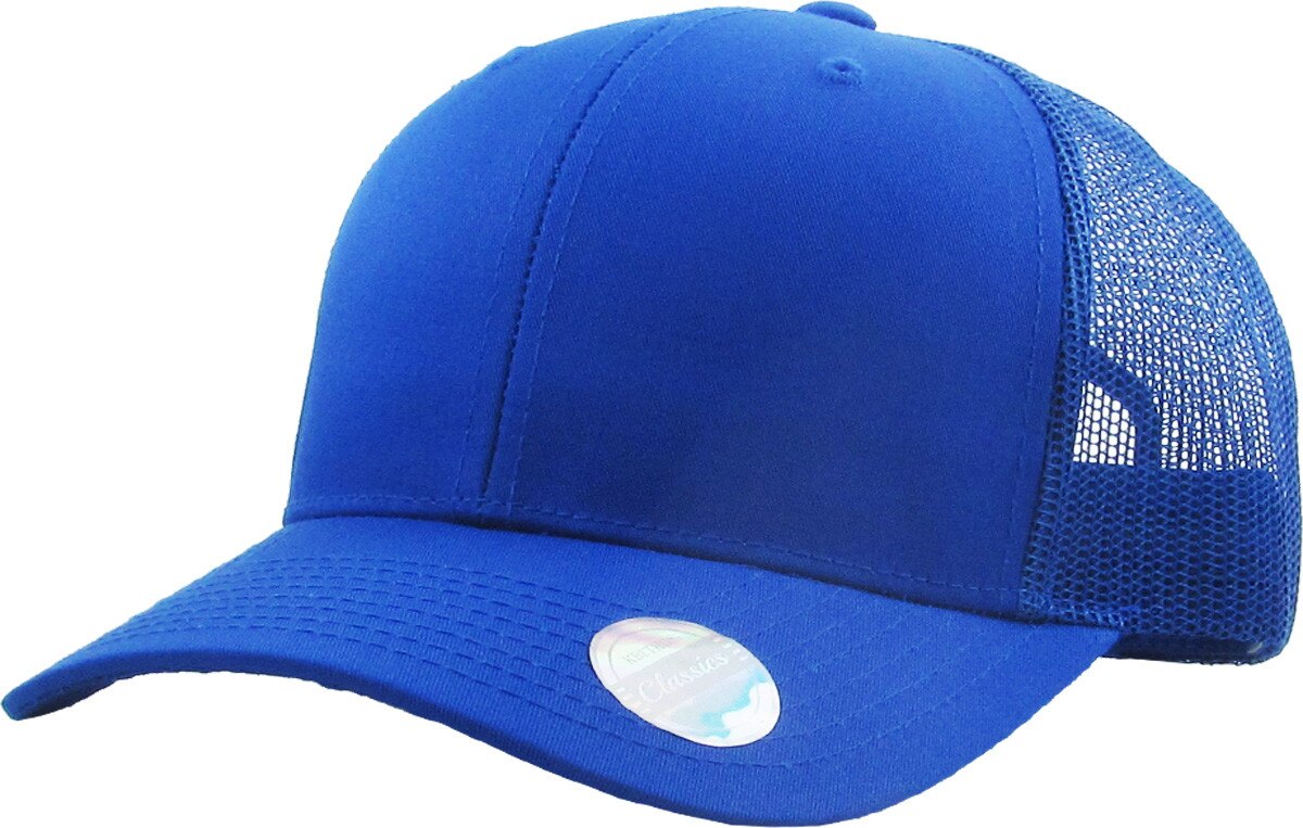 Royal Blue Classic 6 Panel Trucker Mesh Snapback Front Side View